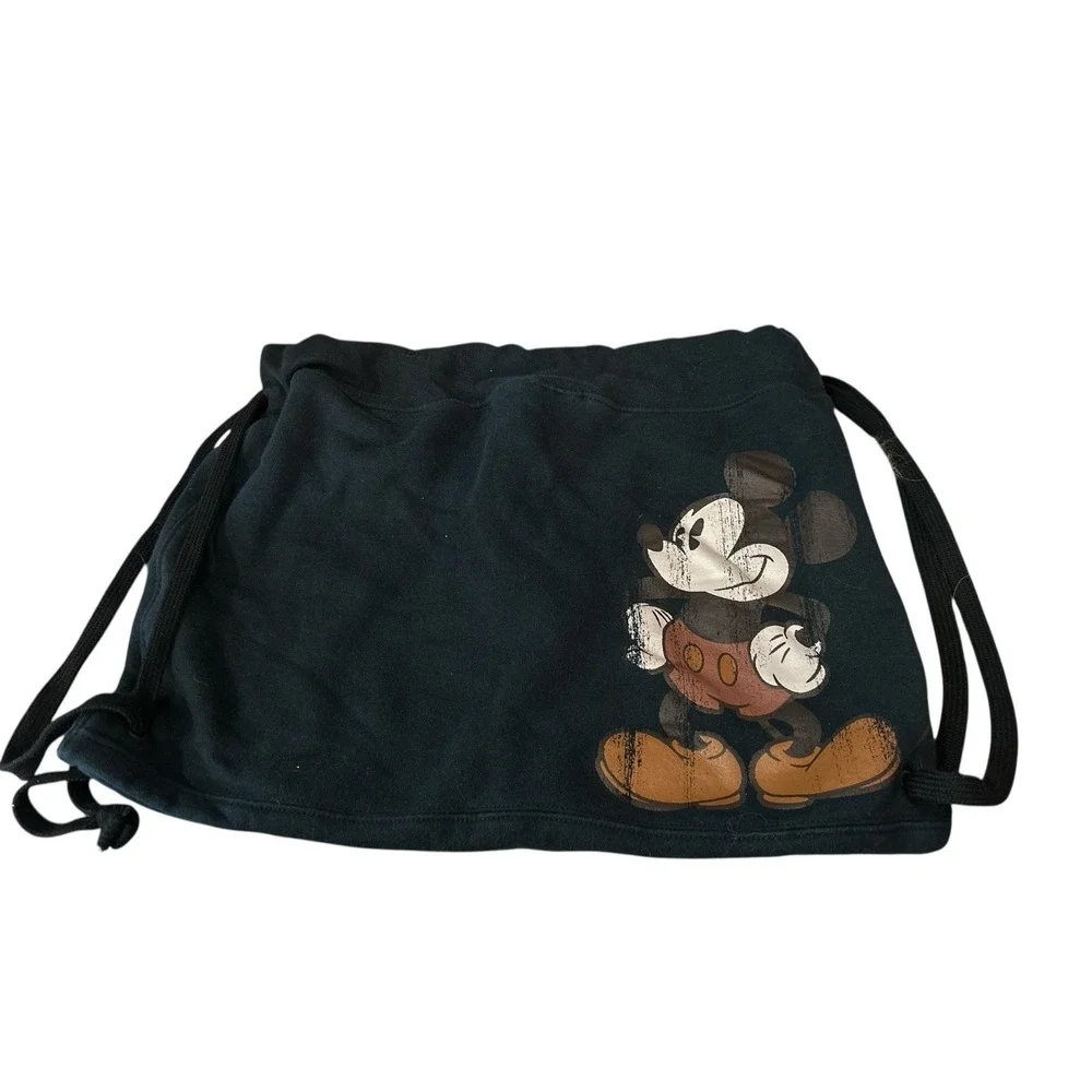 Vintage DISNEYLAND Disney Mickey Mouse Drawstring Backpack Bag Hoodie Cinch Sack